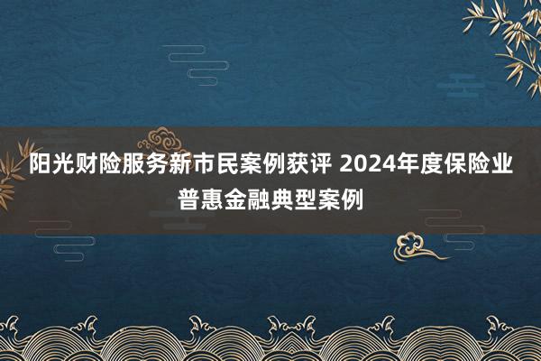 阳光财险服务新市民案例获评 2024年度保险业普惠金融典型案例