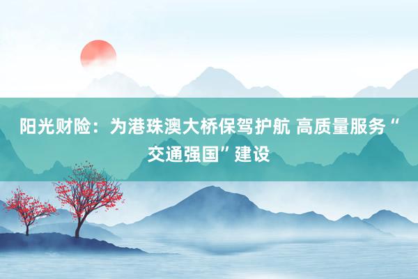 阳光财险：为港珠澳大桥保驾护航 高质量服务“交通强国”建设