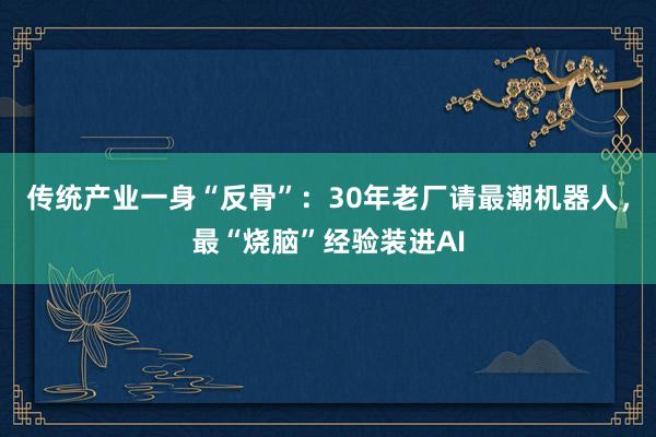 传统产业一身“反骨”：30年老厂请最潮机器人，最“烧脑”经验装进AI