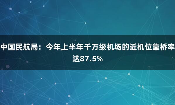 中国民航局：今年上半年千万级机场的近机位靠桥率达87.5%