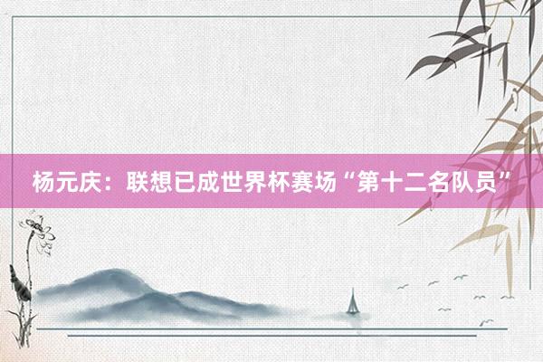 杨元庆：联想已成世界杯赛场“第十二名队员”