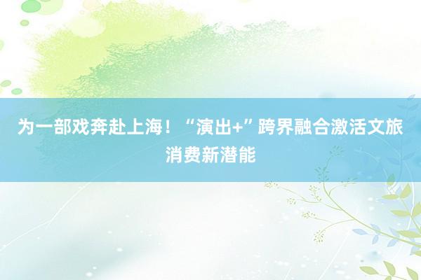 为一部戏奔赴上海！“演出+”跨界融合激活文旅消费新潜能