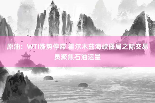 原油：WTI涨势停滞 霍尔木兹海峡僵局之际交易员聚焦石油运量