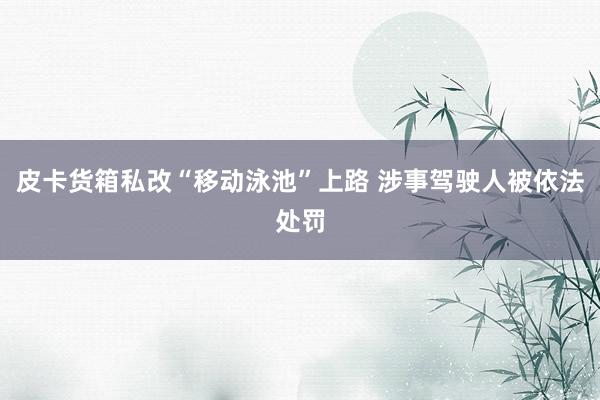 皮卡货箱私改“移动泳池”上路 涉事驾驶人被依法处罚