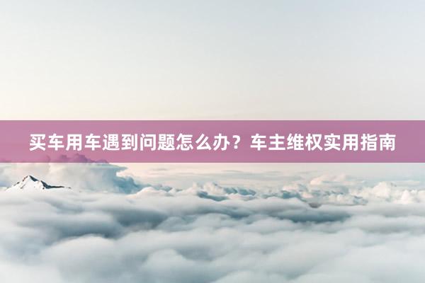 买车用车遇到问题怎么办？车主维权实用指南