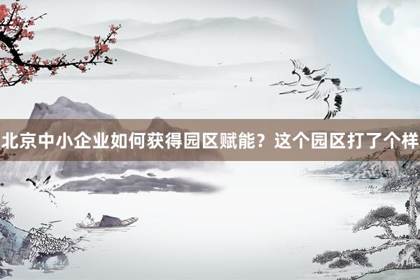 北京中小企业如何获得园区赋能?这个园区打了个样