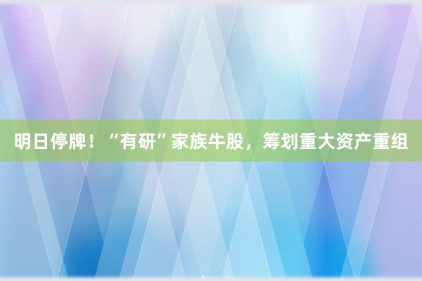 明日停牌！“有研”家族牛股，筹划重大资产重组