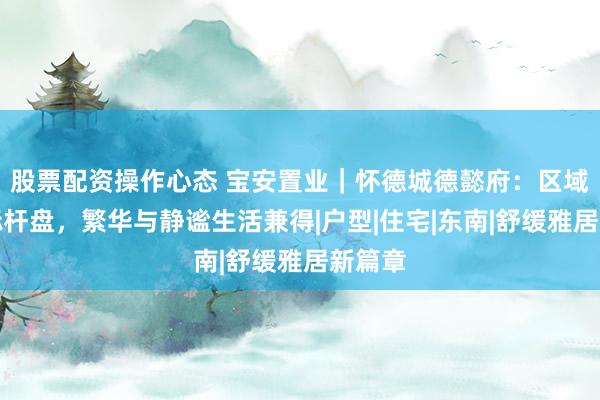 股票配资操作心态 宝安置业｜怀德城德懿府：区域品质标杆盘，繁华与静谧生活兼得|户型|住宅|东南|舒缓雅居新篇章