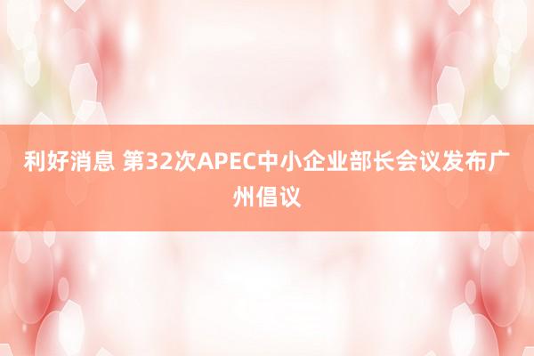 利好消息 第32次APEC中小企业部长会议发布广州倡议