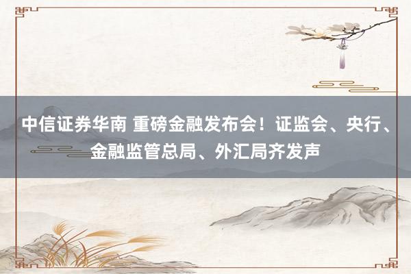中信证券华南 重磅金融发布会！证监会、央行、金融监管总局、外汇局齐发声
