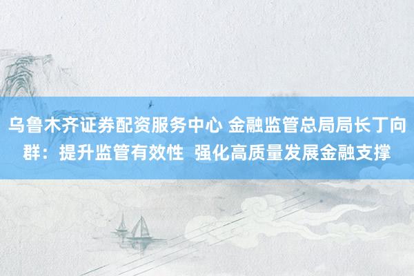 乌鲁木齐证券配资服务中心 金融监管总局局长丁向群：提升监管有效性  强化高质量发展金融支撑